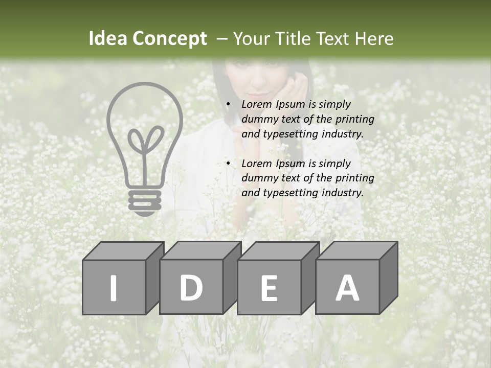 A Woman Standing In A Field Of White Flowers PowerPoint Template