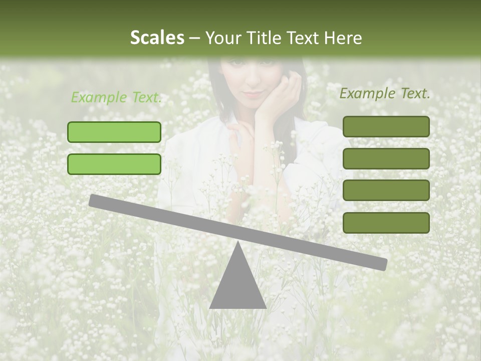 A Woman Standing In A Field Of White Flowers PowerPoint Template