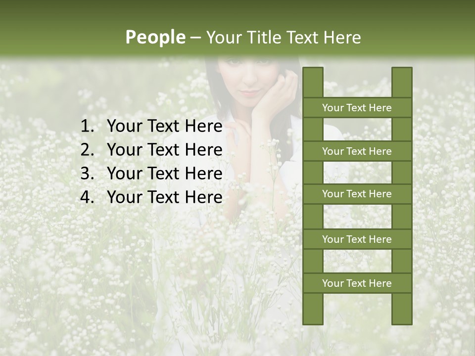 A Woman Standing In A Field Of White Flowers PowerPoint Template