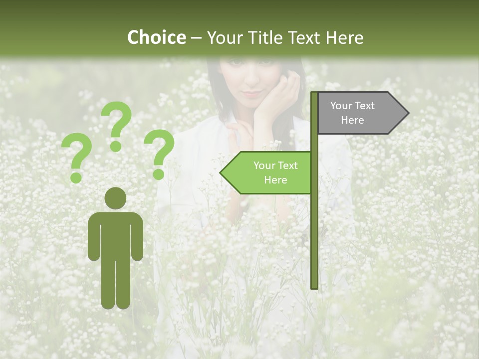 A Woman Standing In A Field Of White Flowers PowerPoint Template