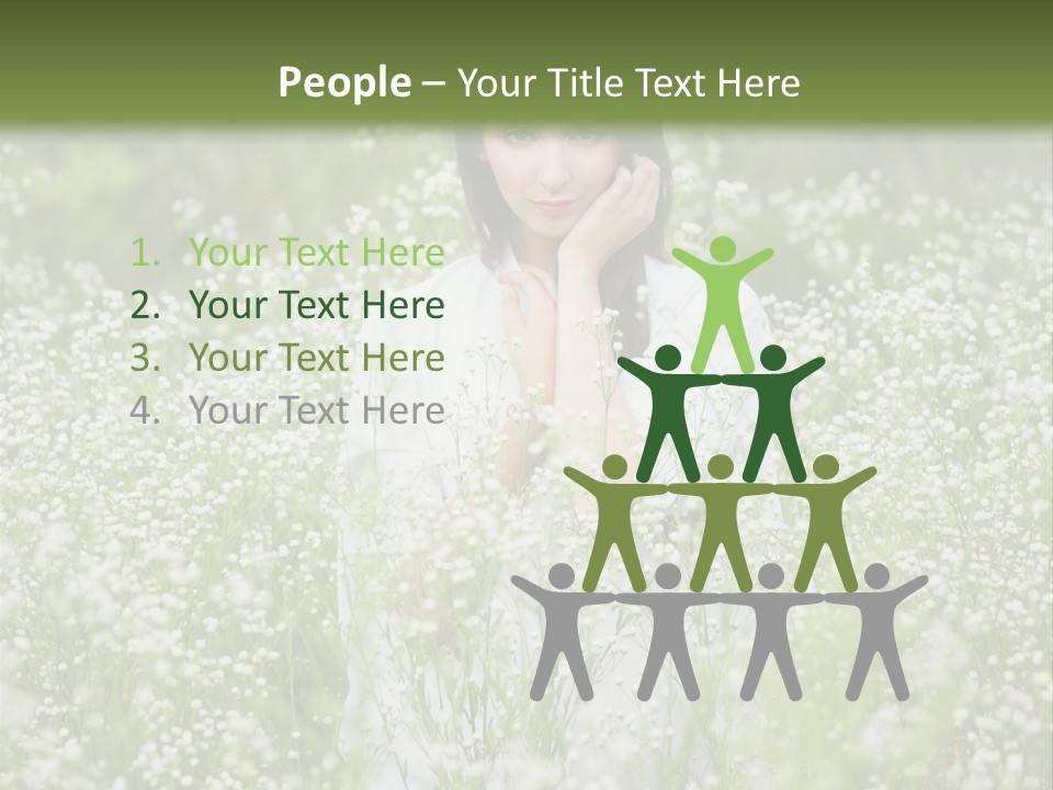 A Woman Standing In A Field Of White Flowers PowerPoint Template