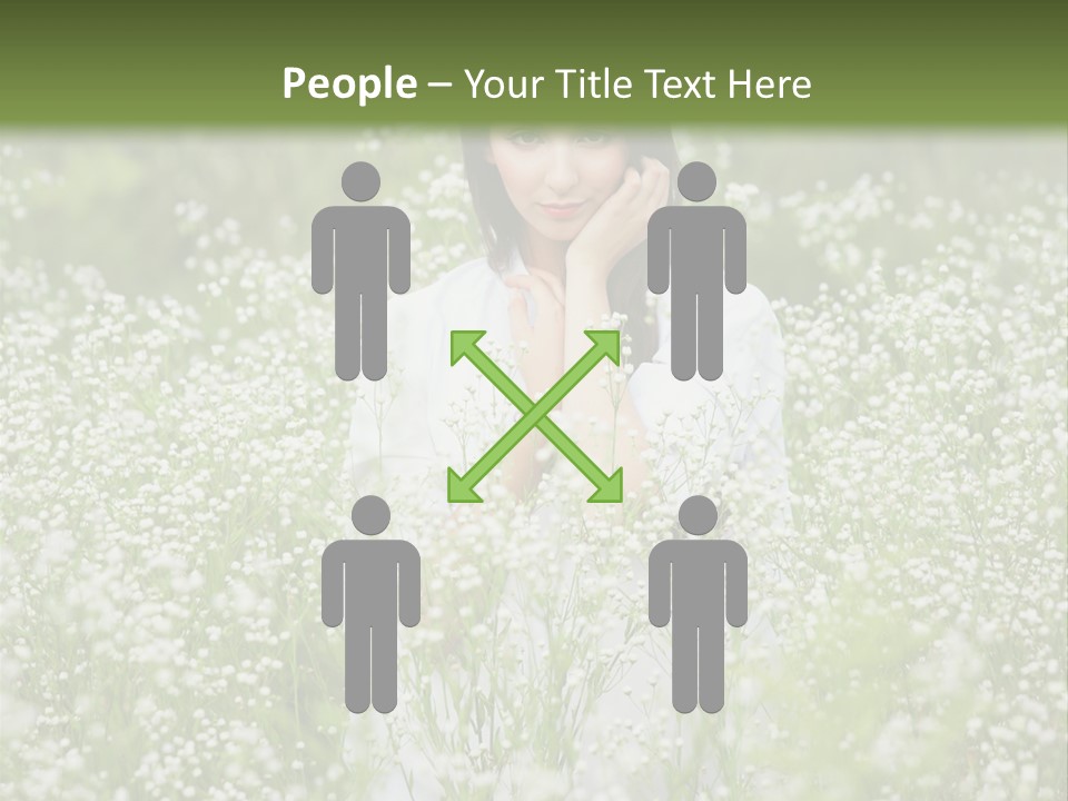 A Woman Standing In A Field Of White Flowers PowerPoint Template