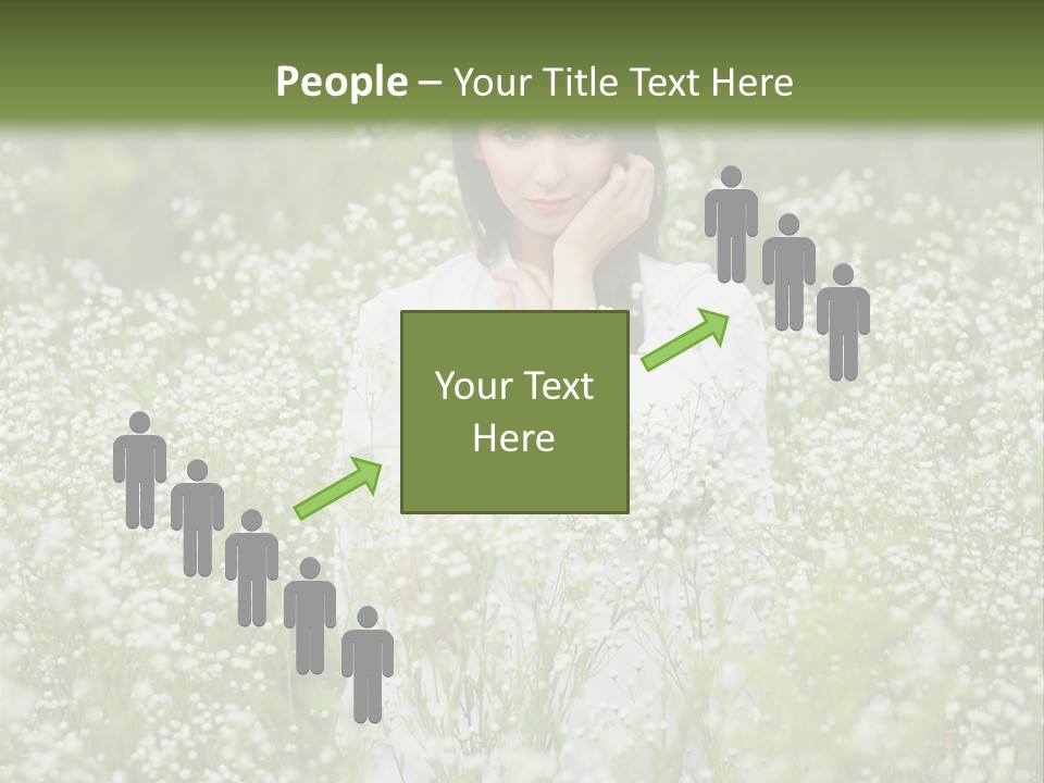 A Woman Standing In A Field Of White Flowers PowerPoint Template