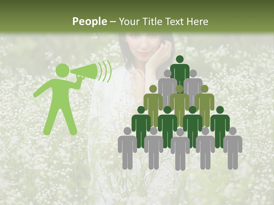 A Woman Standing In A Field Of White Flowers PowerPoint Template