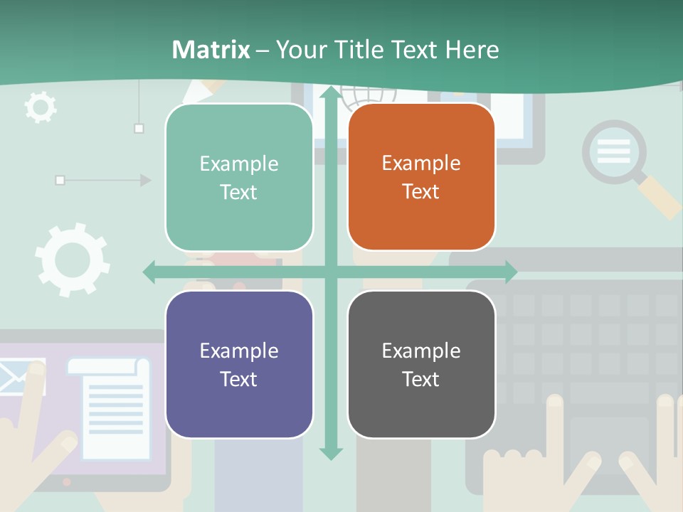A Group Of People Holding Cell Phones And Laptops PowerPoint Template