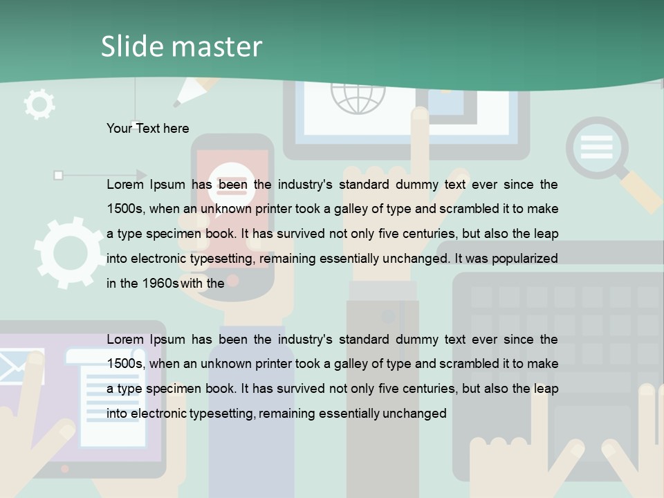 A Group Of People Holding Cell Phones And Laptops PowerPoint Template