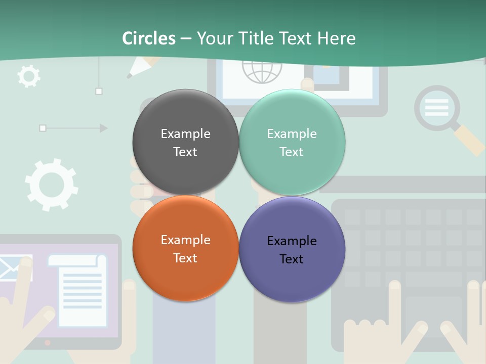 A Group Of People Holding Cell Phones And Laptops PowerPoint Template