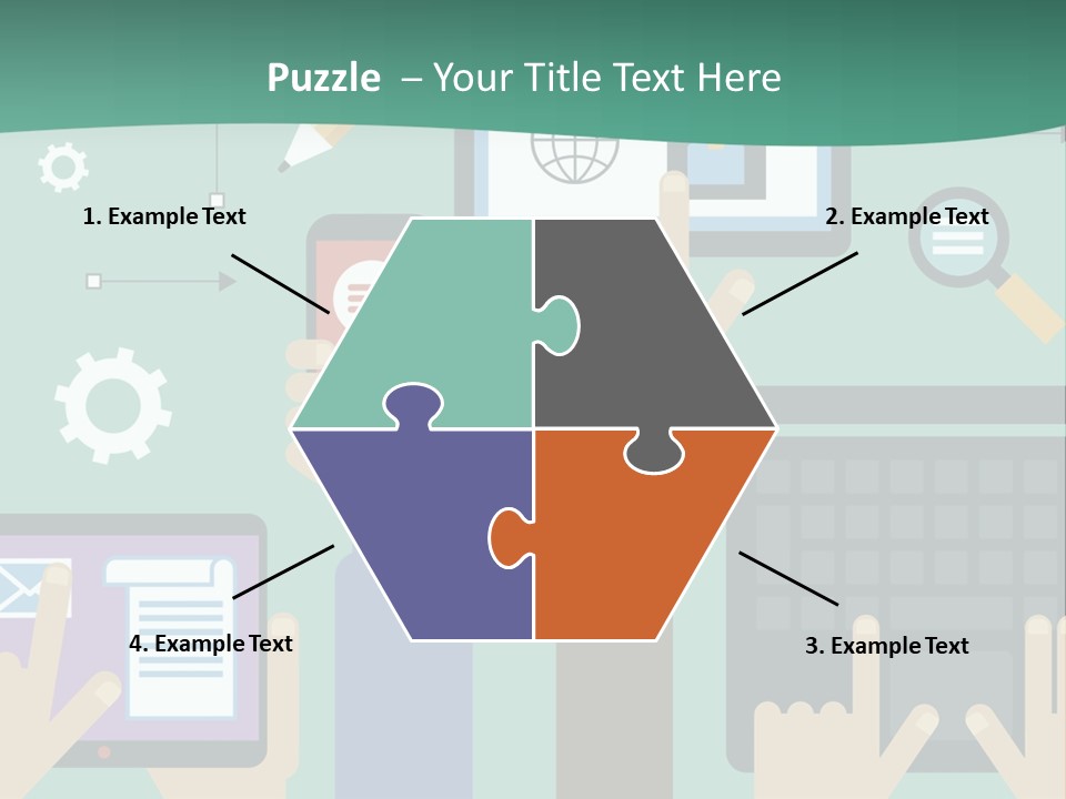 A Group Of People Holding Cell Phones And Laptops PowerPoint Template