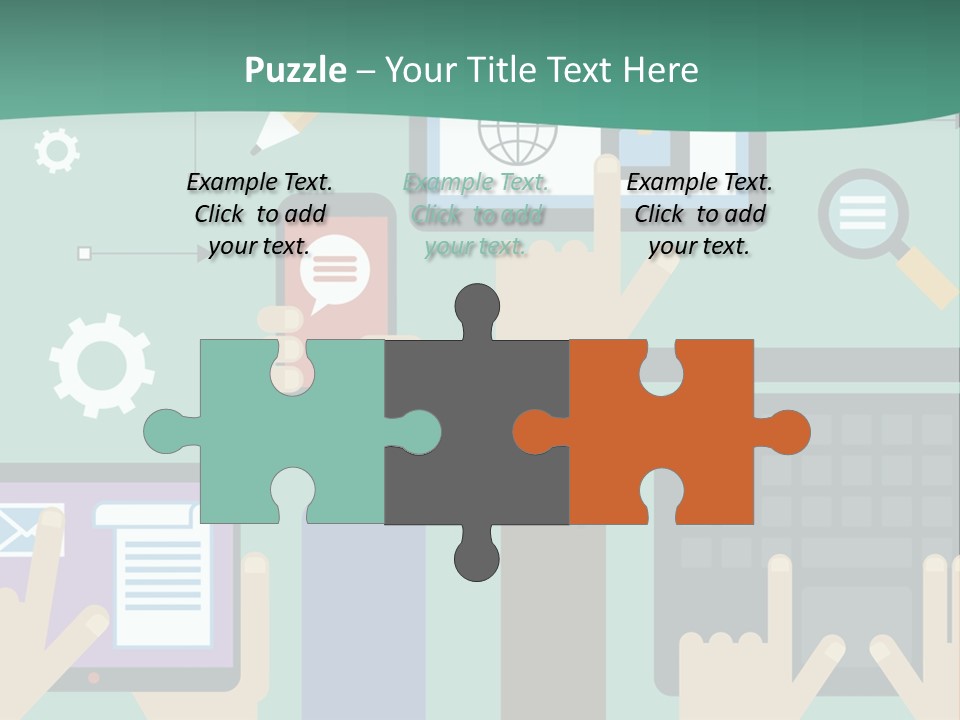 A Group Of People Holding Cell Phones And Laptops PowerPoint Template