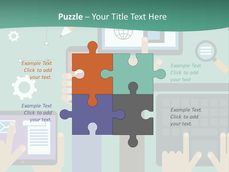 A Group Of People Holding Cell Phones And Laptops PowerPoint Template