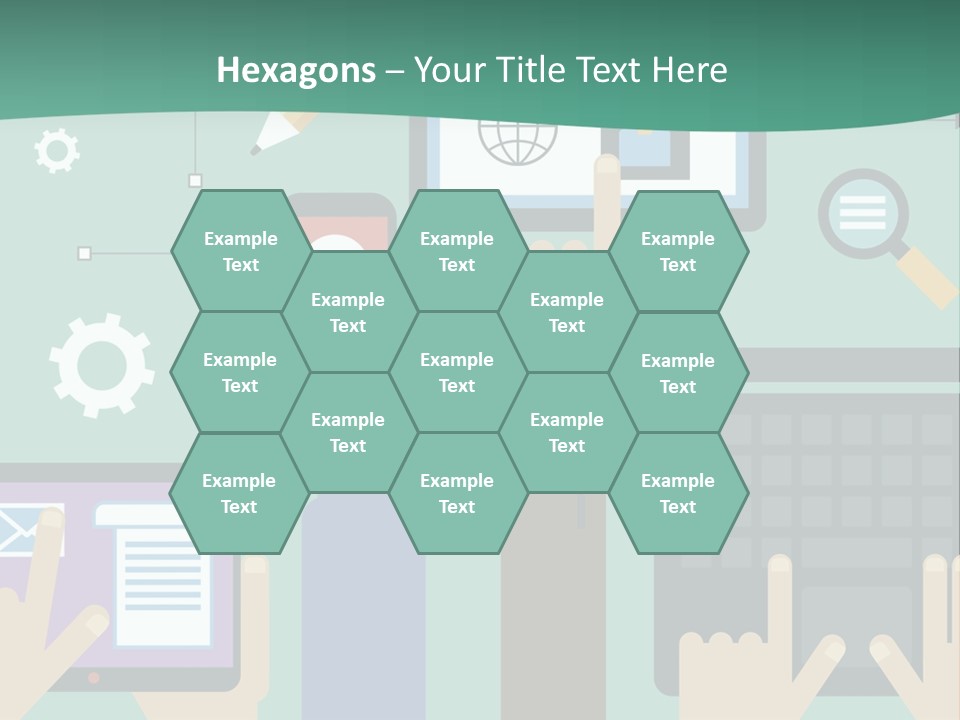 A Group Of People Holding Cell Phones And Laptops PowerPoint Template