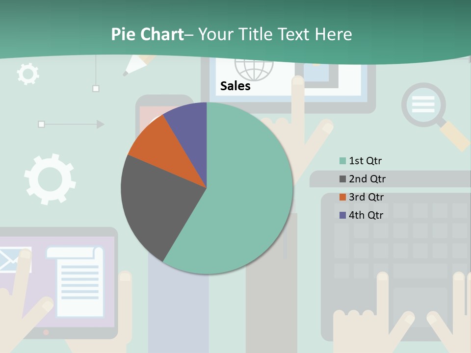 A Group Of People Holding Cell Phones And Laptops PowerPoint Template