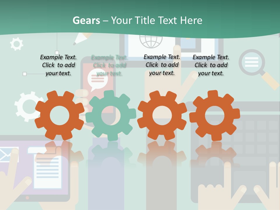 A Group Of People Holding Cell Phones And Laptops PowerPoint Template