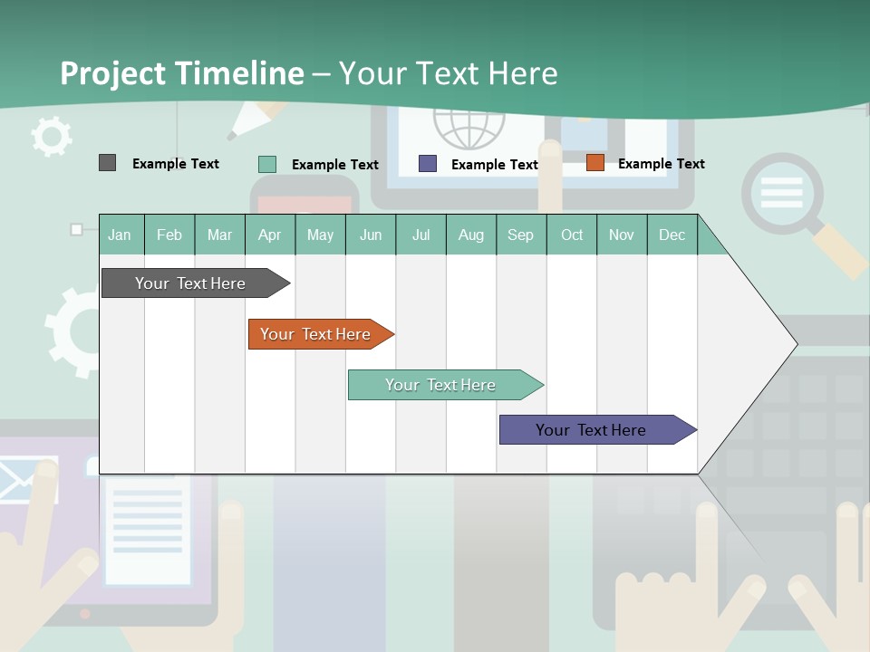 A Group Of People Holding Cell Phones And Laptops PowerPoint Template