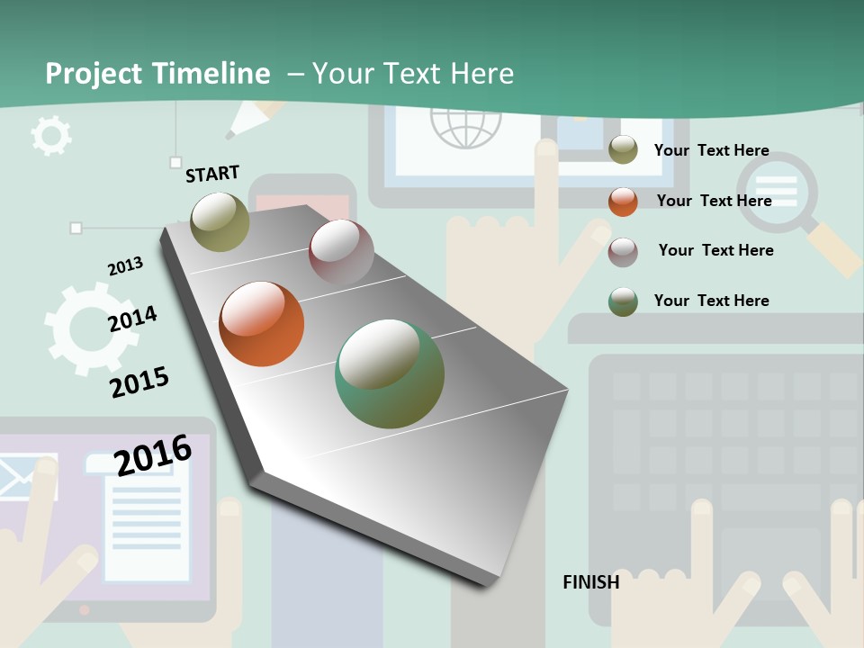 A Group Of People Holding Cell Phones And Laptops PowerPoint Template