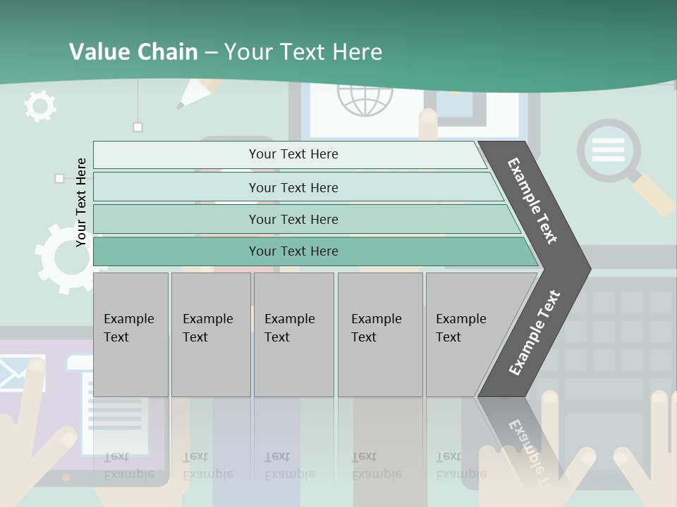 A Group Of People Holding Cell Phones And Laptops PowerPoint Template