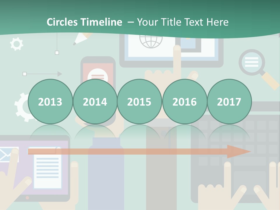 A Group Of People Holding Cell Phones And Laptops PowerPoint Template