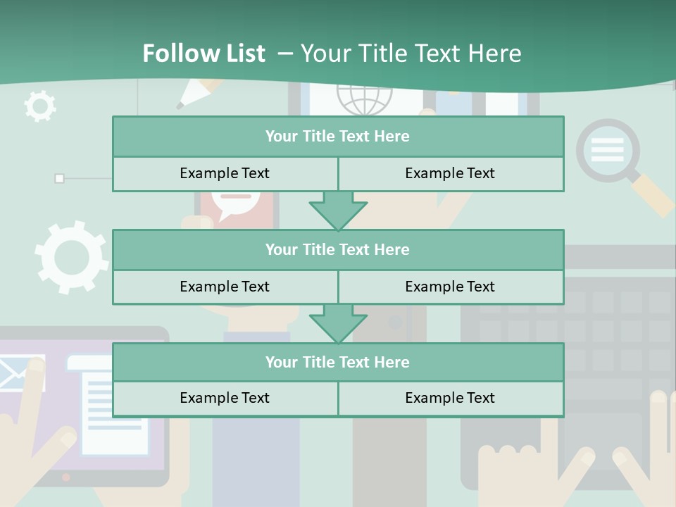 A Group Of People Holding Cell Phones And Laptops PowerPoint Template