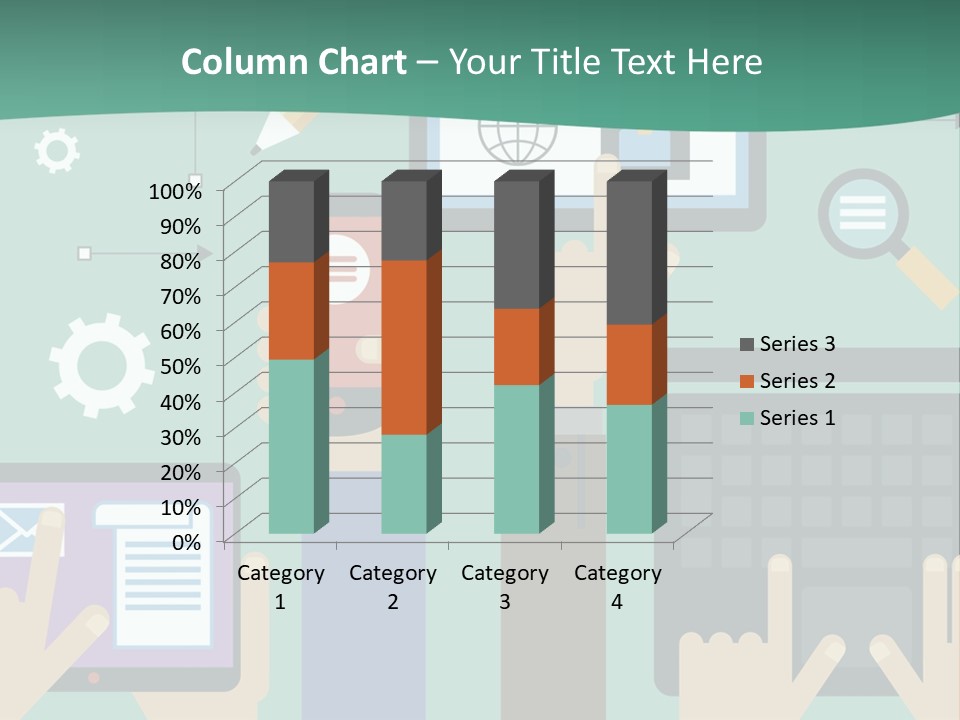 A Group Of People Holding Cell Phones And Laptops PowerPoint Template