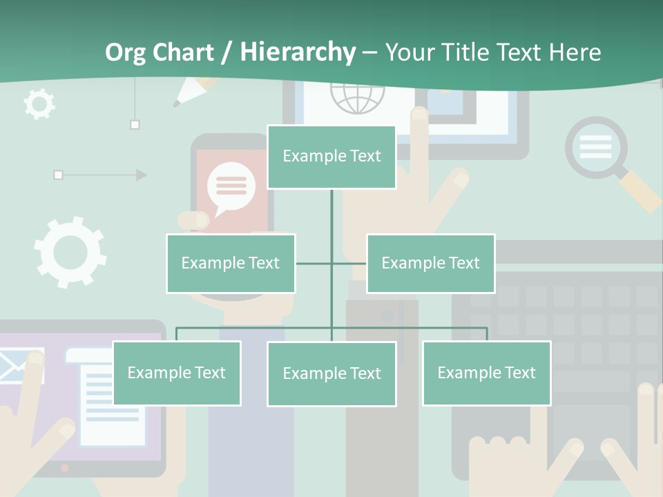 A Group Of People Holding Cell Phones And Laptops PowerPoint Template