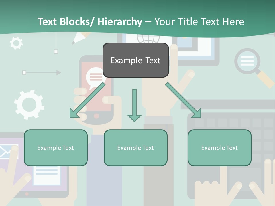 A Group Of People Holding Cell Phones And Laptops PowerPoint Template