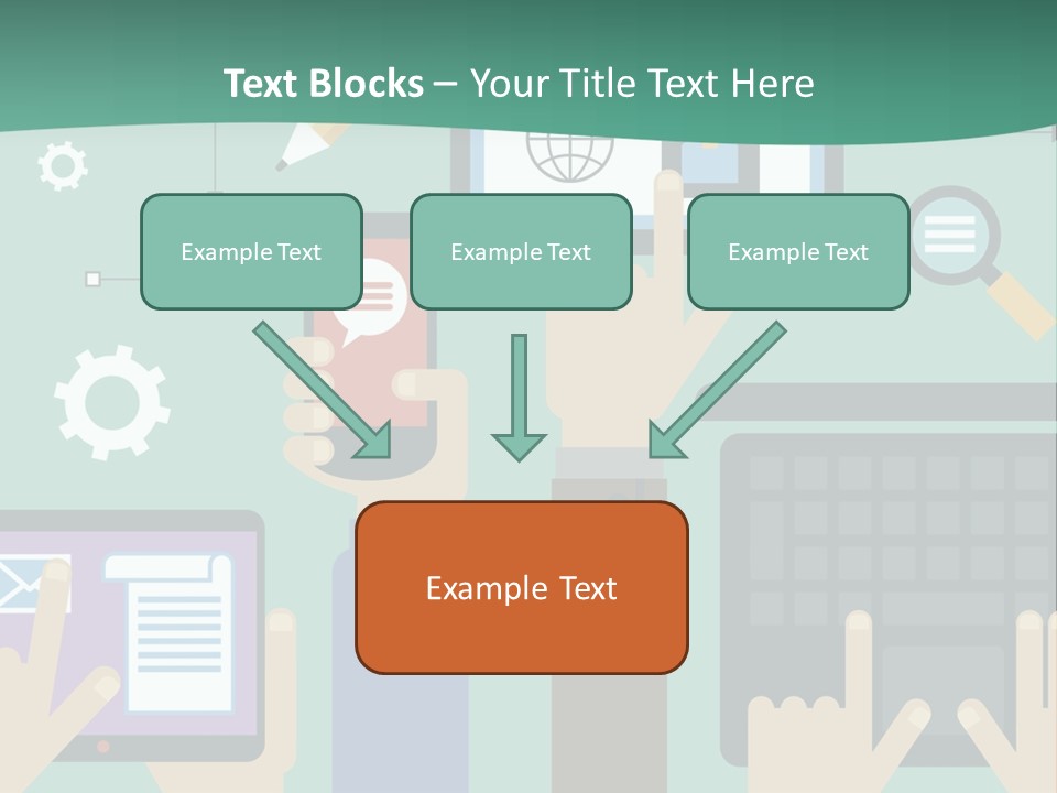A Group Of People Holding Cell Phones And Laptops PowerPoint Template