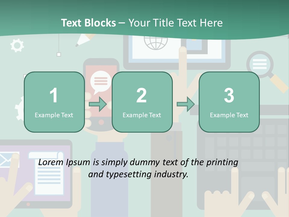 A Group Of People Holding Cell Phones And Laptops PowerPoint Template