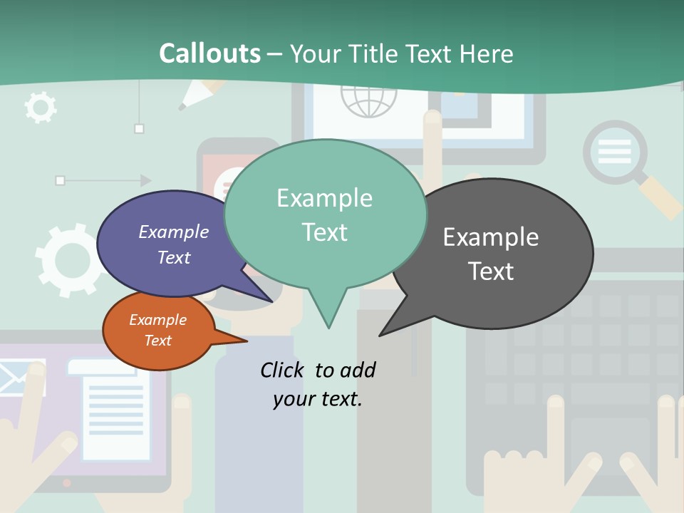 A Group Of People Holding Cell Phones And Laptops PowerPoint Template