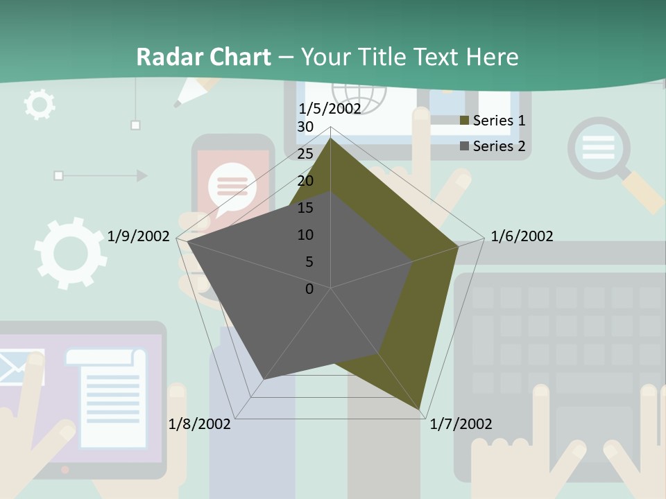 A Group Of People Holding Cell Phones And Laptops PowerPoint Template