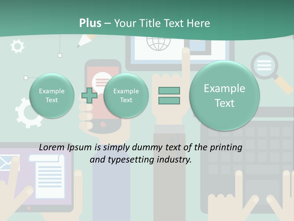A Group Of People Holding Cell Phones And Laptops PowerPoint Template