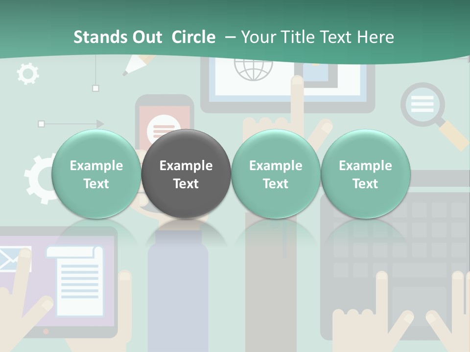 A Group Of People Holding Cell Phones And Laptops PowerPoint Template