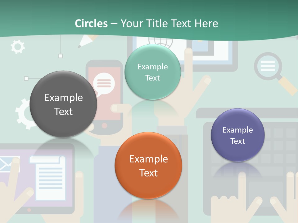 A Group Of People Holding Cell Phones And Laptops PowerPoint Template