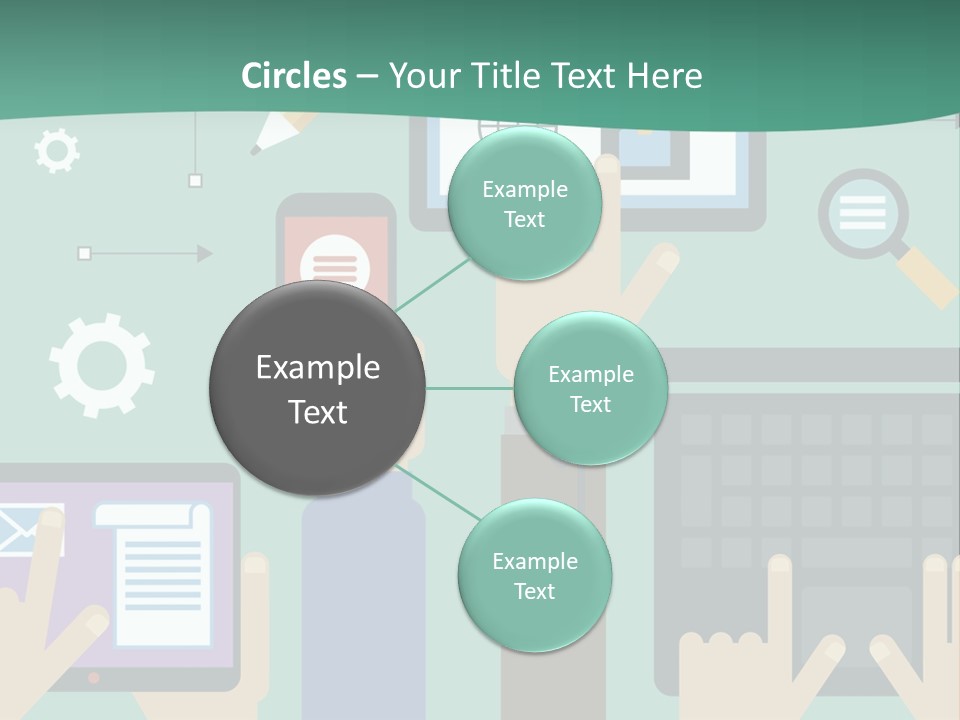 A Group Of People Holding Cell Phones And Laptops PowerPoint Template