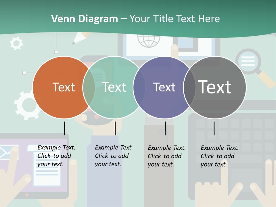 A Group Of People Holding Cell Phones And Laptops PowerPoint Template