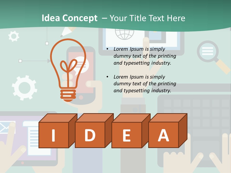 A Group Of People Holding Cell Phones And Laptops PowerPoint Template