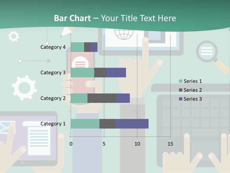 A Group Of People Holding Cell Phones And Laptops PowerPoint Template