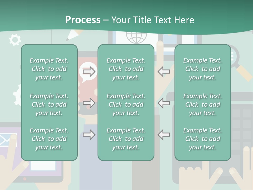 A Group Of People Holding Cell Phones And Laptops PowerPoint Template