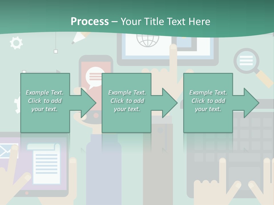 A Group Of People Holding Cell Phones And Laptops PowerPoint Template