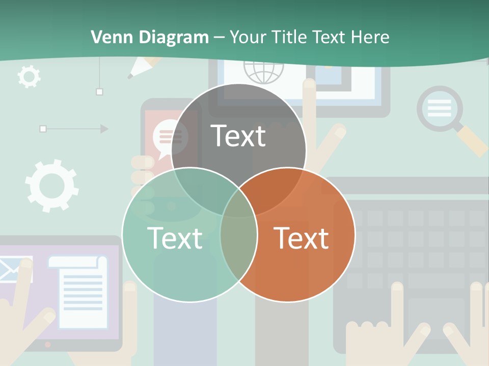 A Group Of People Holding Cell Phones And Laptops PowerPoint Template
