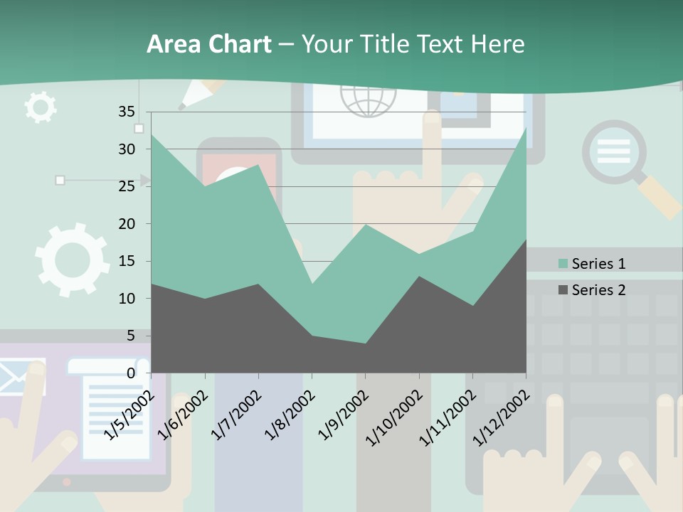 A Group Of People Holding Cell Phones And Laptops PowerPoint Template