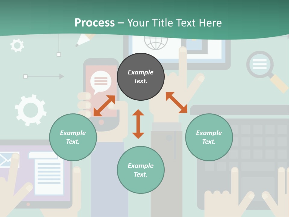 A Group Of People Holding Cell Phones And Laptops PowerPoint Template