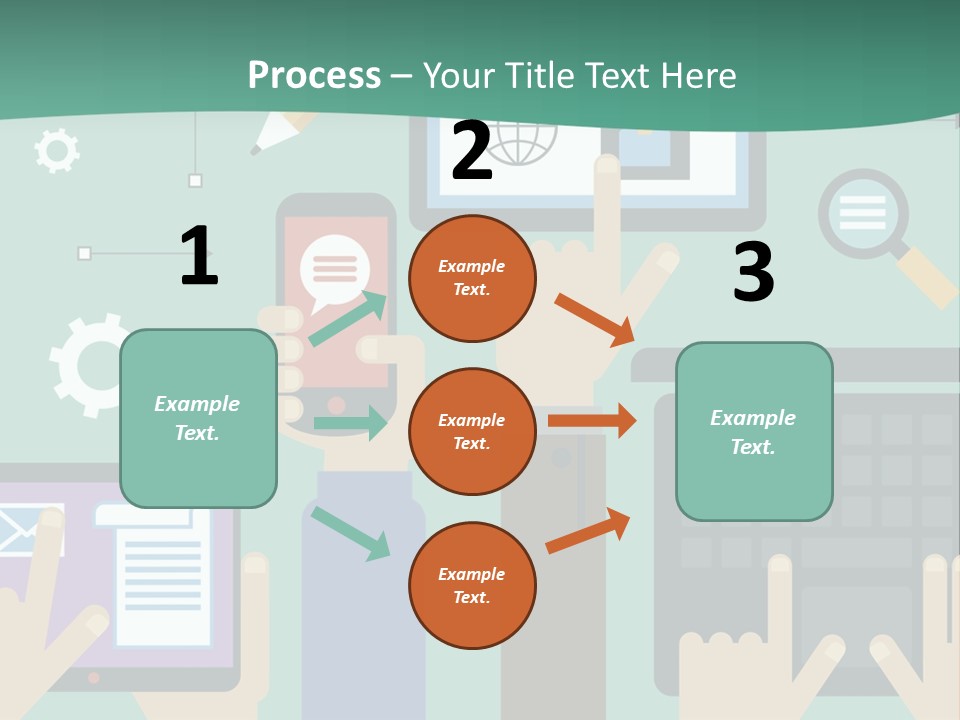 A Group Of People Holding Cell Phones And Laptops PowerPoint Template