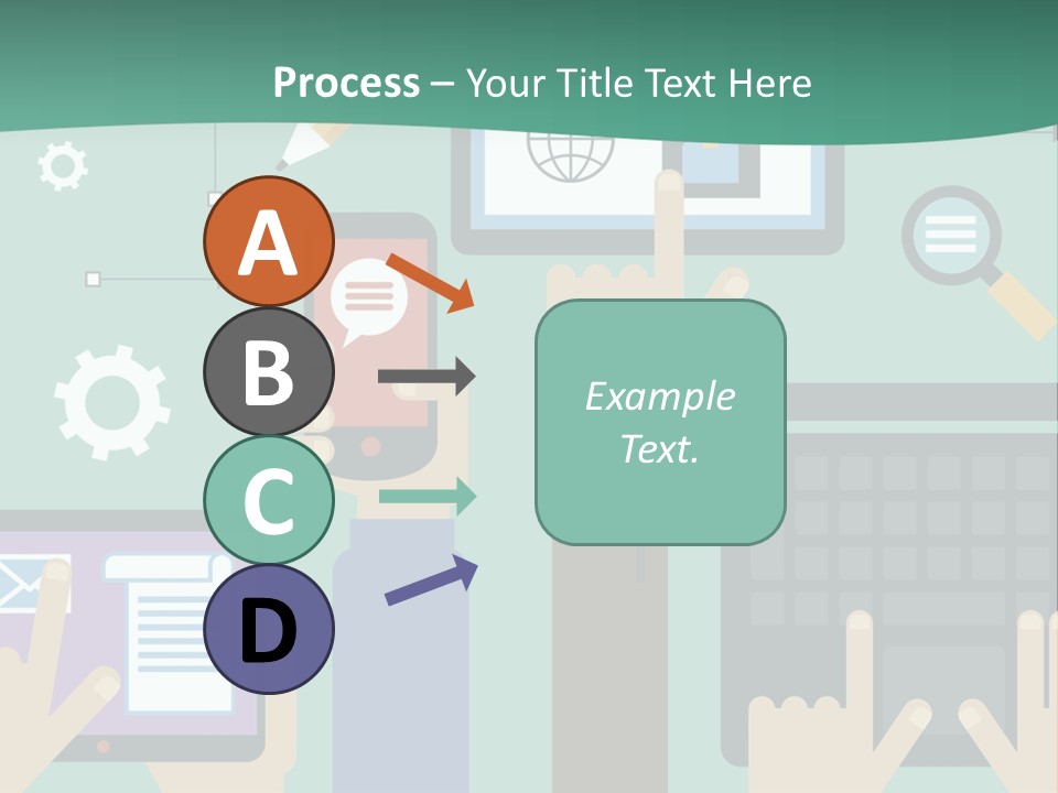 A Group Of People Holding Cell Phones And Laptops PowerPoint Template