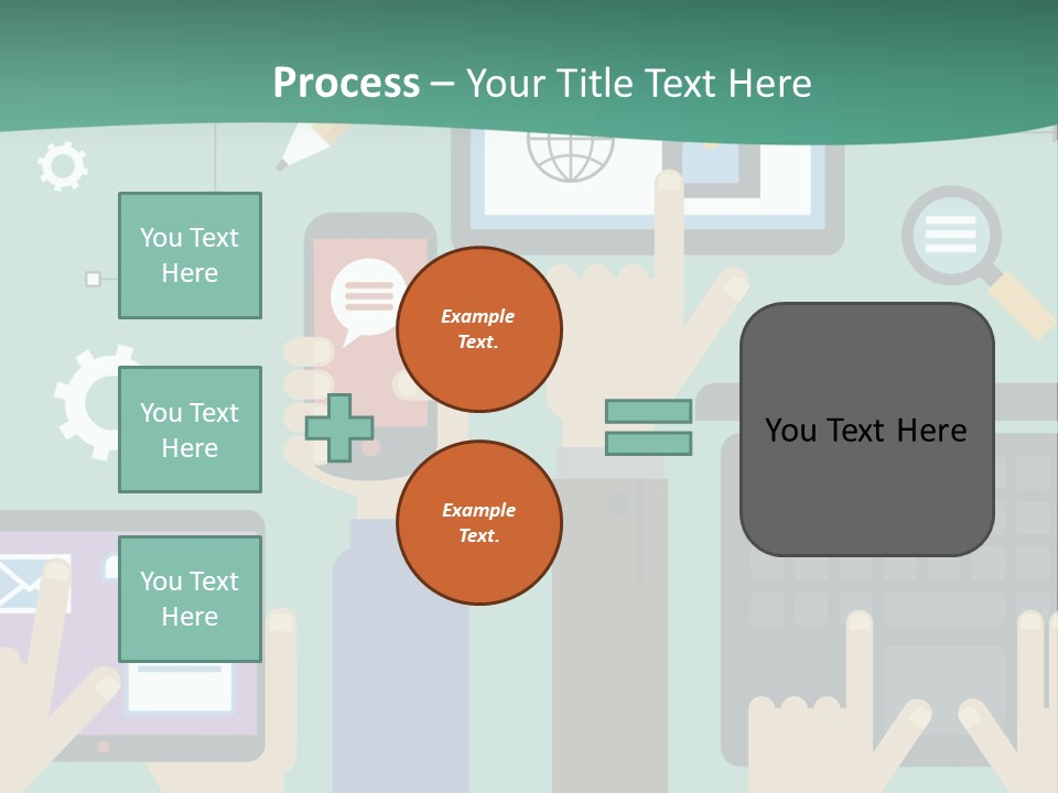 A Group Of People Holding Cell Phones And Laptops PowerPoint Template