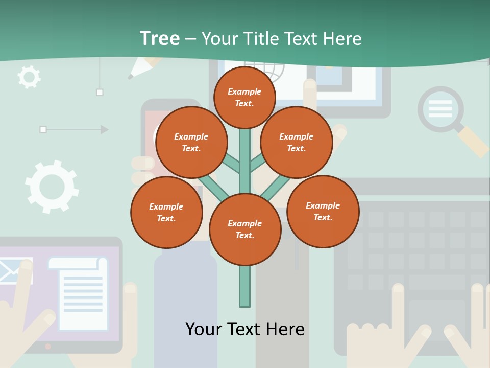 A Group Of People Holding Cell Phones And Laptops PowerPoint Template