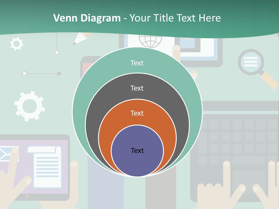 A Group Of People Holding Cell Phones And Laptops PowerPoint Template