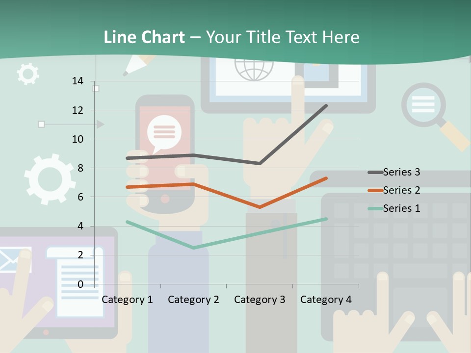 A Group Of People Holding Cell Phones And Laptops PowerPoint Template