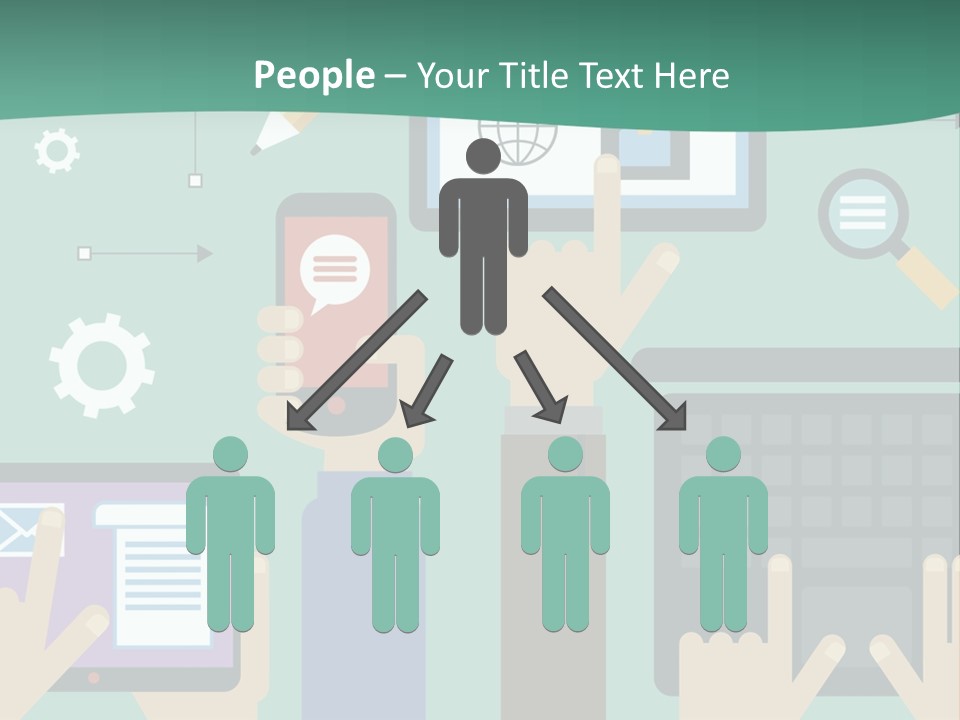 A Group Of People Holding Cell Phones And Laptops PowerPoint Template