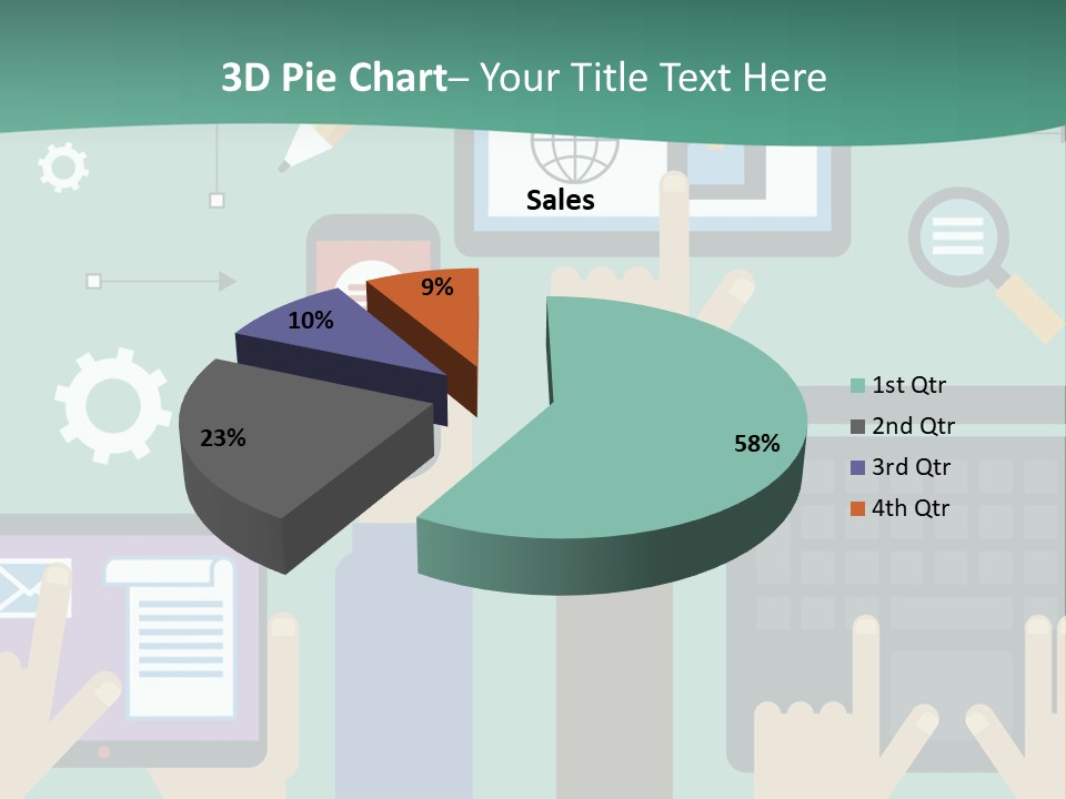 A Group Of People Holding Cell Phones And Laptops PowerPoint Template