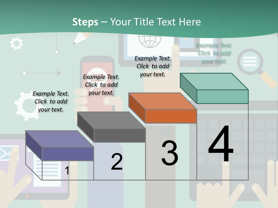 A Group Of People Holding Cell Phones And Laptops PowerPoint Template